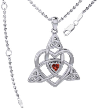 Celtic Heart Birthstone Trinity Silver Pendant TPD5990 - Jewelry
